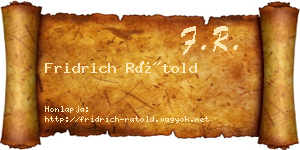 Fridrich Rátold névjegykártya